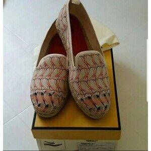 Fendi Womens Chic Feminine Casual Trendy Summer Birds Print Espadrille Size 36